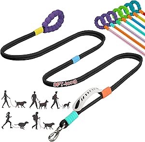 8FT Heavy Duty Dog Leash for Medium & Large Dogs - 2 Comfortable Traffic/Padded Handles, Hands-Free Hip, Waist, Crossbody Design, Ideal for Walking, Running, Training, Jogging