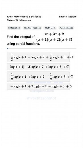 Integration Partial Fractions 12th Math