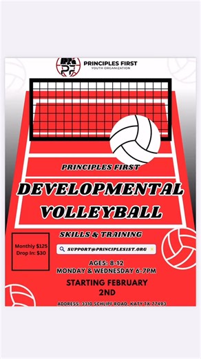 Big news, everyone! 🎉 We are so excited to share that Principles First Youth Organization is launching a brand new program focused on developmental skills and training for volleyball! 🏐 We've been working hard to create something special that will really help athletes grow on and off the court. Get ready to level up your game! #volleyballtraining #developmentalskills #katytx | Principles First Skills Academy