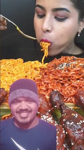 ASMR: EATING SPICY CHICKEN CURRY🔥 NOODLES || #shorts​ #mukbangn​#asmreating​ #mukbangasmr​ #asmr​