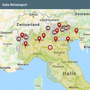 Skigebieden Italië kaart - Italië