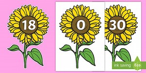 Numbers 0-30 on Sunflowers Cut-Outs