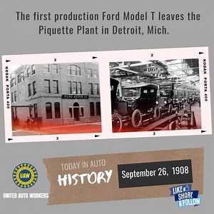 2.2K views · 84 reactions | Today in Auto History: The first Ford Model T leaves the plant | UAW International Union | Facebook