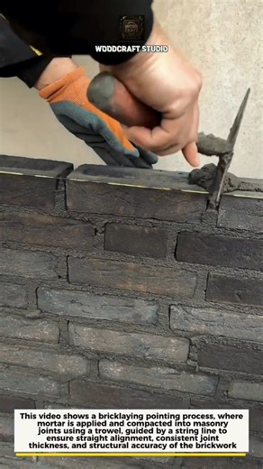 Perfect Brick Pointing Technique for Straight Masonry Lines #bricklaying #masonry #construction