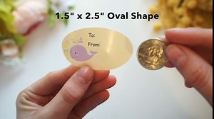 Gift Tags for Baby Shower 1.5 x 2.5 Inch Oval Shape 100 Total Adhesive Stickers