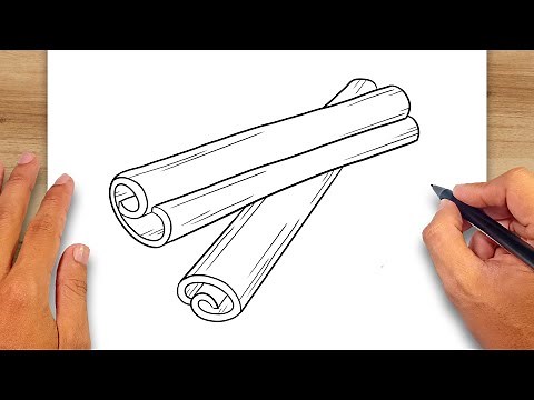 How to draw Cinnamon - Spices Drawing
