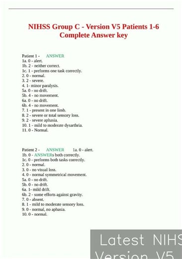 Latest NIHSS Group C Version V5 Patients 16 Complete Answer key video