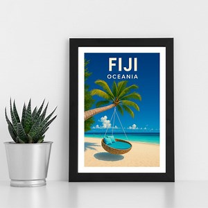Fiji Travel Poster – Tropical Beach Print (digital Download) - Etsy