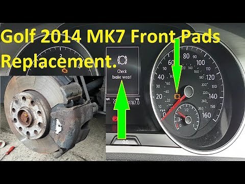 VW Golf MK7 2014 front brake pads replacement, with wear sensor.