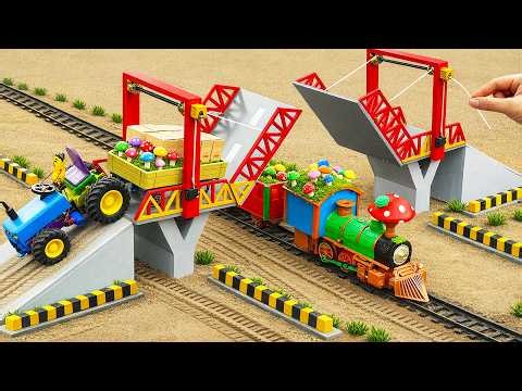 DIY Mini Tractor Bridge Construction & Collapse | Under Train Rail Track Project |‪@DIYTractorStory‬​