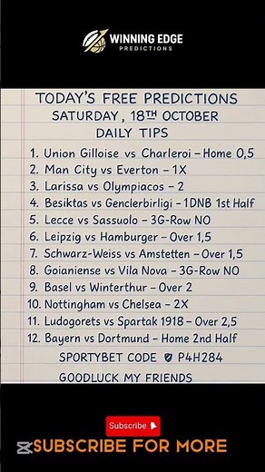 FOOTBALL PREDICTIONS TODAY 18/10/2025 | SOCCER PREDICTIONS TODAY | BETTING TIPS #footballpredictions