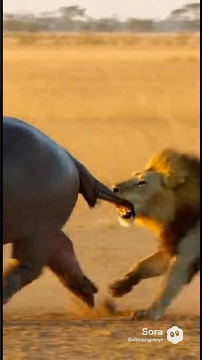 Hippo Poops on Lion #nature