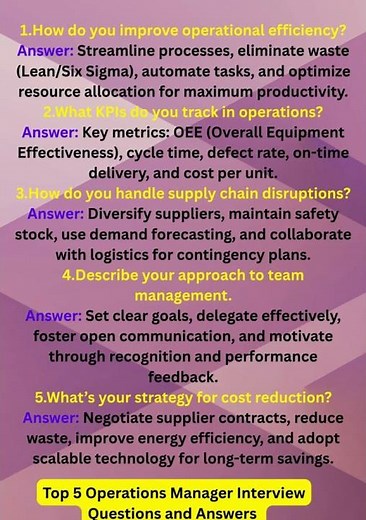 Top 5 Operations Manager Interview Questions and Answers