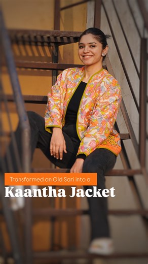 Anukriti | Artist & Creative DIYer👩🏻‍🎨 on Instagram: "I transformed Maa’s 30 year old cotton sari into a Kantha jacket🪡🧵 She loved this sari, but cotton does have a shelf life and 30 years was honestly more than that. The fabric had become weak and would tear easily. So I layered it with cotton scrap fabrics and brought it back to life as a jacket using Kantha embroidery It took way longer than I expected since I’m not an expert at sewing but I think I did a decent job, hehe! 🧡✨ Kantha emb