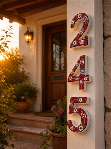 House Numbers for Front Door, Ceramic Tile Address Plaque, Red Turkish Style Outdoor Sign - Etsy