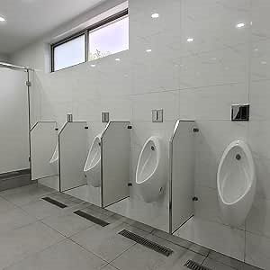 Urinal Divider Partition, Restroom Partitions, Wall-Mounted Screen Toilet Partition, Men's Urinal Privacy Waterproof Baffle with Stainless Steel Frame, Shopping Malls/Public Places (4, Gray white)