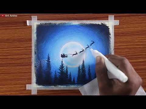 Easy Santa Christmas Scenery / Drawing with Oil Pastels / Step by Step