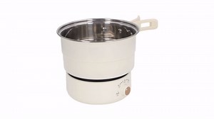 Multifunctional Electric Cooker, 500W 1.6L Mini Ramen Cooker with Foldable Handle, Portable Cooking Pot Electric Pot for Noodles Steak Cooker Eggs StirFrying