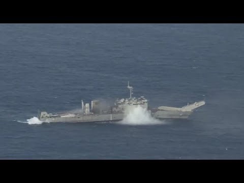 Sinkex: Air, Land, Sea Strikes Sink Decommissioned Ex-USS Racine during RIMPAC