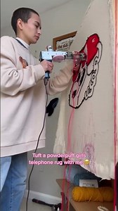 Tufting a Powerpuff Girls Telephone Rug