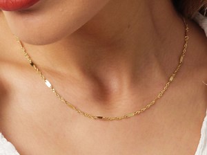 14K Gold Singapore Chain Necklace, 2MM Singapore Twist Chain Choker, Singapore Rope Glitter Chain, Sparkle Sequin Layering Necklace - Etsy