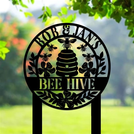 Custom Honey Bee Metal Sign Personalized Beehive Garden Stake Bee Farm Decor Gift for Beekeeper - Etsy