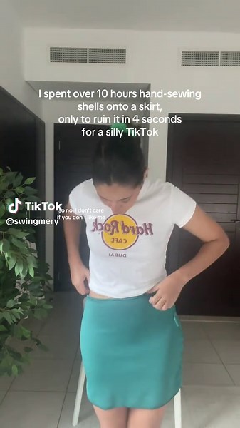 Hand-Sewn Shell Skirt Mishap on TikTok