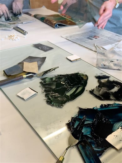 The Yard Print Studio on Instagram: "Our beginners printmaking gang frequenting the studio on Monday mornings currently have just completed four weeks of learning about intaglio printing… They’ve explored collagraph print, drypoint and chine collé techniques getting to know all about printing ink and using an etching press. Here’s a selection of the fabulous work they’ve produced… they’ve come far over four weeks and been brilliant to work with.. 👏 👏👏 They’ll be changing direction after half