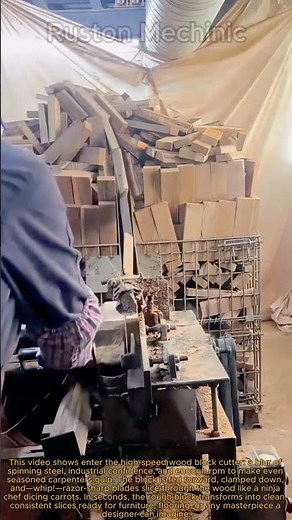 High-Speed Woodworking Machine Slices Hardwood with Precision: Wood Block Cutter