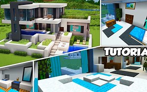 【建筑教程】带你建造一个大型现代别墅-内饰篇！by.WiederDude