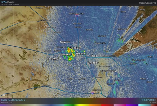 12:12 AM MST Radar Update: A few storms have popped up over the Phoenix Metro. These storms contain localized heavy downpours, excessive lightning, and some gusty winds. | US National Weather Service Phoenix Arizona
