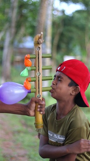 Creative Bamboo Project with Colorful Balloon Setup