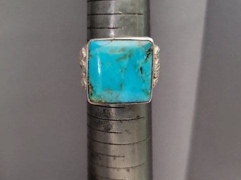 Turquoise Ring, Handmade Natural Stone Sterling Silver Mens Ring, Artist Mountain River Hefty Statement Square Stone Signet - Etsy