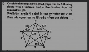 b) Consider the complete weighted graph G in the following figu... | Filo