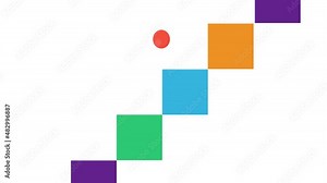 Ball is on the stairs. Animation of a rolling ball on the stairs, the alpha channel is turned on. Cartoon