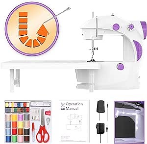 Sewing Machine for Beginners with Backstitch, New Mini Sewing Machine with Finger Guard 2023, Small Sewing Machine with Sewing Kits and Foot Pedal