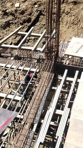 Rebar installation on beam columns. #construction #shorts