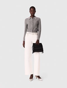 Rhinestone collar cardigan Black / Gray for Women | Maje