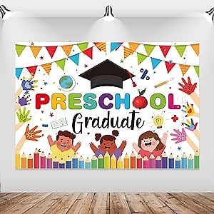 5×3 FT Preschool Graduation Party Decorations, Kindergarten Graduate Backdrop Banner, Preschool Graduation Party Banner for Kids, 2023 Preschool Congrats Grad Party Supplies