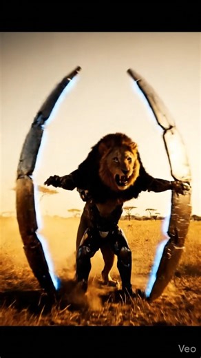 “Lion Attacks Armored Man 😱⚔️🦁 | #ShockingAI #AISafari #ViralShorts”