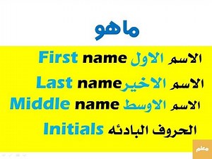 ماهو ال first name وال middle name وال last name -كورس تعلم اللغة الإنجليزية للمبتدئين3