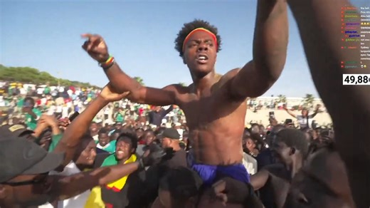 Speed在沙滩与塞内加尔人摔跤 赢下比赛像人民冠军被崇拜