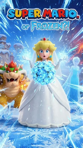 Did Princess Peach Just Turn Into Elsa?! ❄️😳 #MarioMovie #PrincessPeach #Nintendo #Frozen