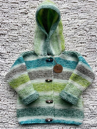 Hand Knitted Hooded Baby Jacket (9-12) - Etsy
