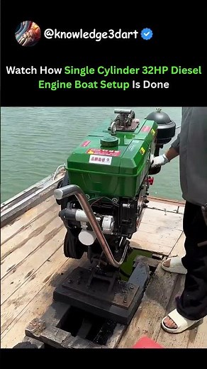 Watch How Single Cylinder 32HP Diesel Engine Boat Setup Is Done