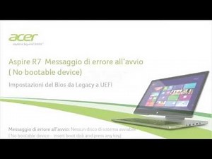 Aspire R7 Messaggio di errore all'avvio - ( No bootable device)