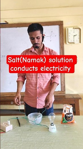 Salt,NaCl solution conducts electricity #shorts #science