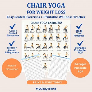 Chair Yoga for Weight Loss 28-day Seated Exercise Plan  printable Tracker Bundle Beginner and Senior Friendly Fitness PDF Instant Download - Etsy