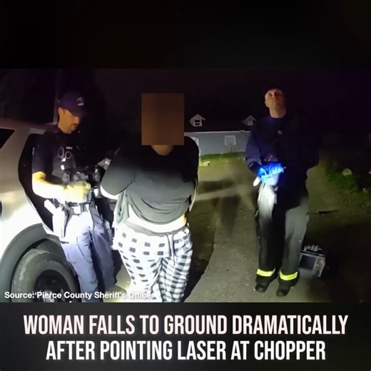 "Oh, We're Playing Games": Woman Falls to Ground Dramatically After Pointing Laser at Chopper