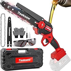 Cordless Mini Chainsaw for Milwaukee M18 Battery, 8-Inch & 6-Inch Handheld Chainsaw with Auto-Oiler, 2-IN-1 Battery Powered Mini Chain Saw Garden Works for Wood Cutting, Tree Trimming(No Battery)